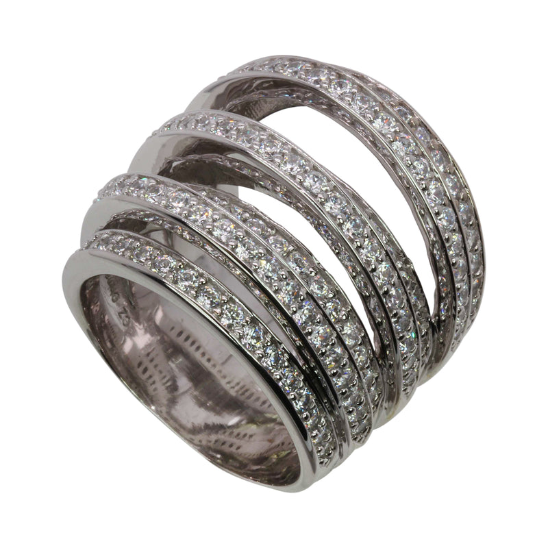 SS & CZ Multi Band Height Ring