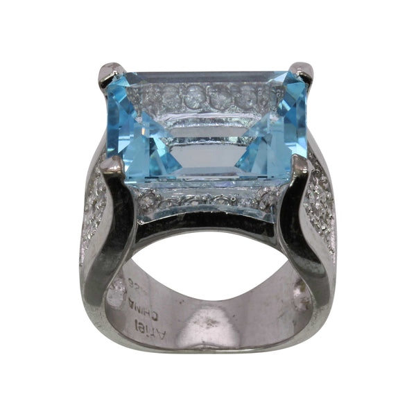 SS Blue Topaz Cocktail Ring