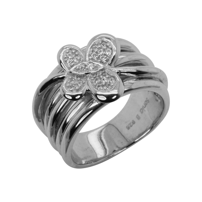 SS & White Zircon Butterfly Ring