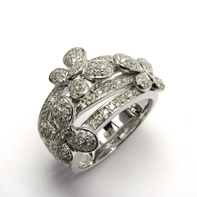 Plated SS & Cz Pave Butterfly Ring