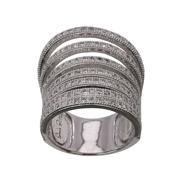 SS & CZ 7 Row Waves Ring