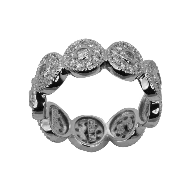 SS & CZ Circle Halo Eternity Ring