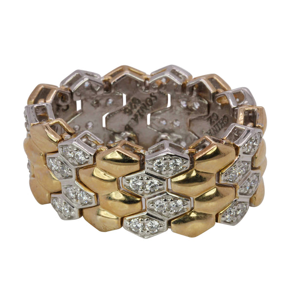 SS & CZ Two Tone Flex Link Ring