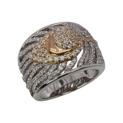 SS & CZ Two Tone Peacock Feather Ring