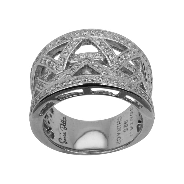 SS & Cz Zig Zag Concave Ring