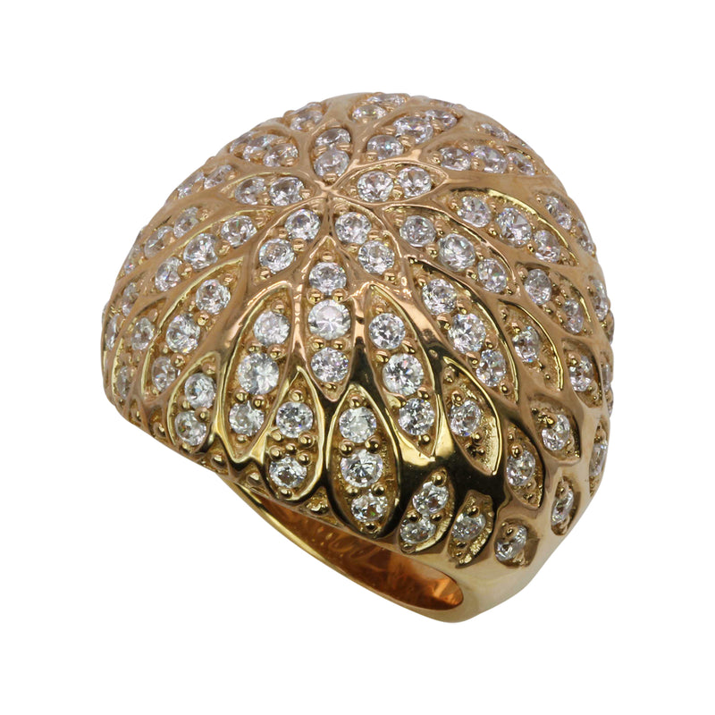 SS & CZ Flower Bloom Dome Ring