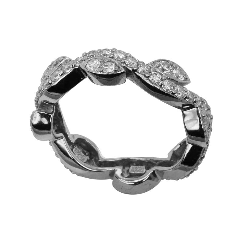 SS & CZ Leaf & Vine Stackable Ring