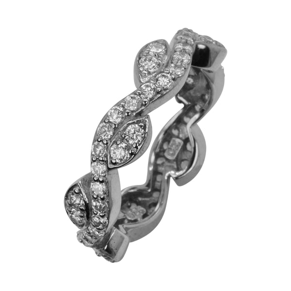 SS & CZ Leaf & Vine Stackable Ring