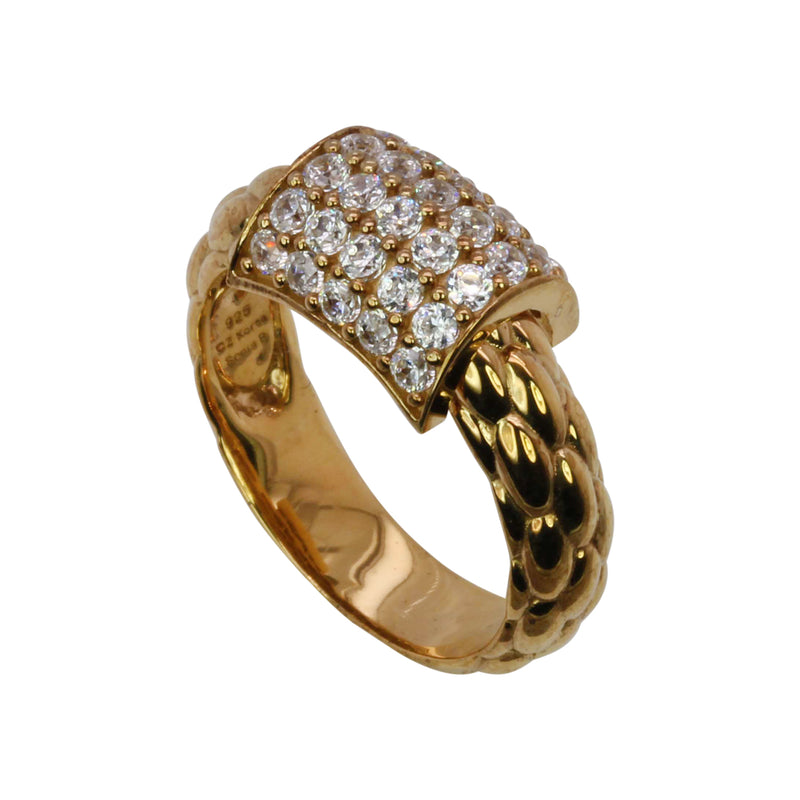 SS & CZ Braid Texture Pop Up Ring