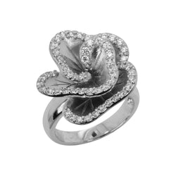 SS & CZ Satin Flower Ring