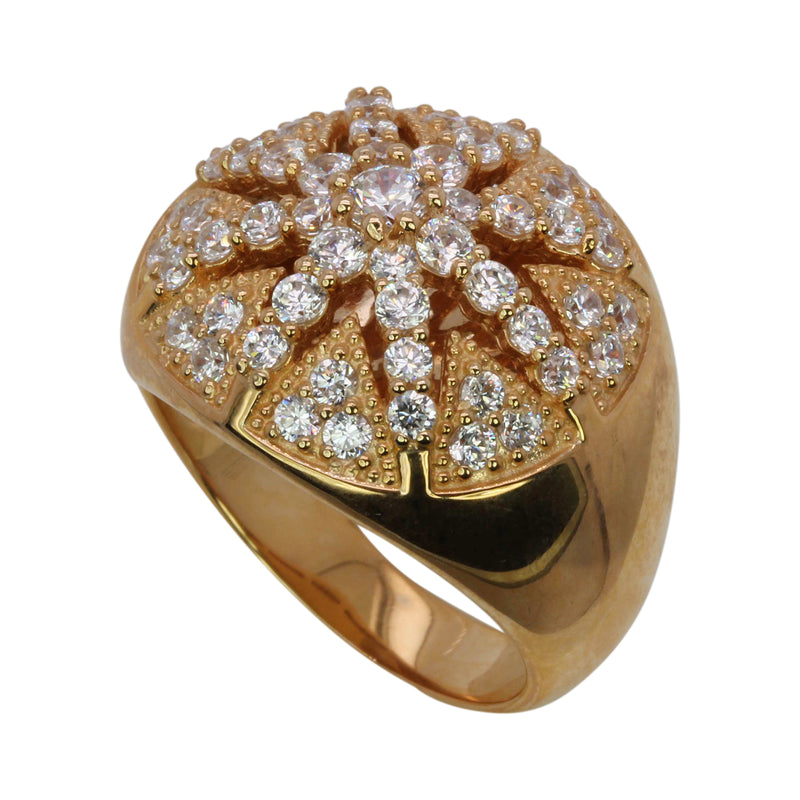 SS & CZ Starburst Ring