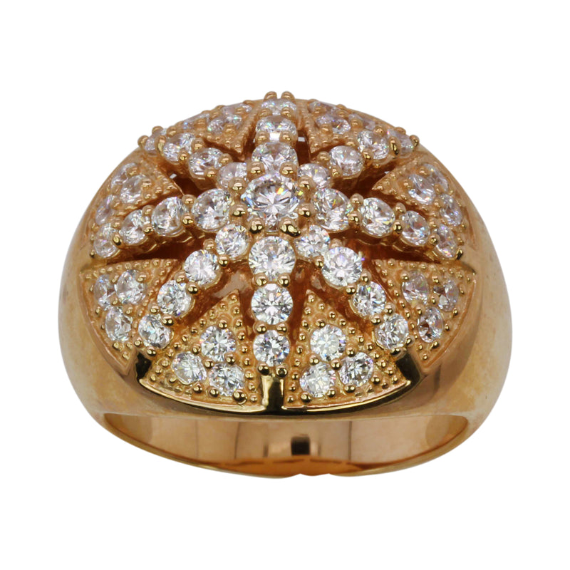 SS & CZ Starburst Ring