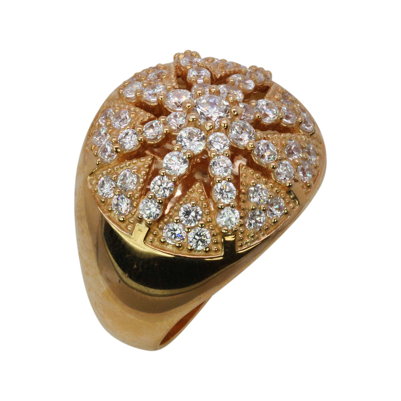 SS & CZ Starburst Ring