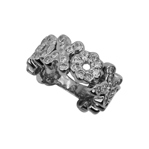 SS & CZ XOXO Ring