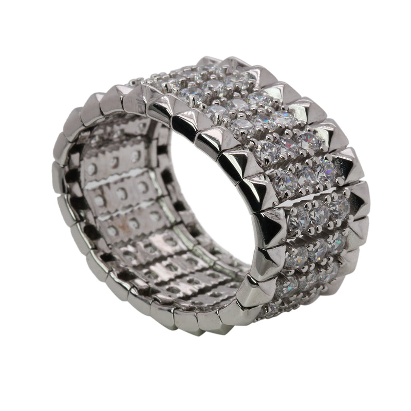 SS & Cz Pyramid Band Ring