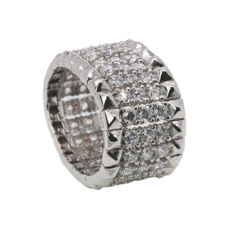 SS & Cz Pyramid Band Ring