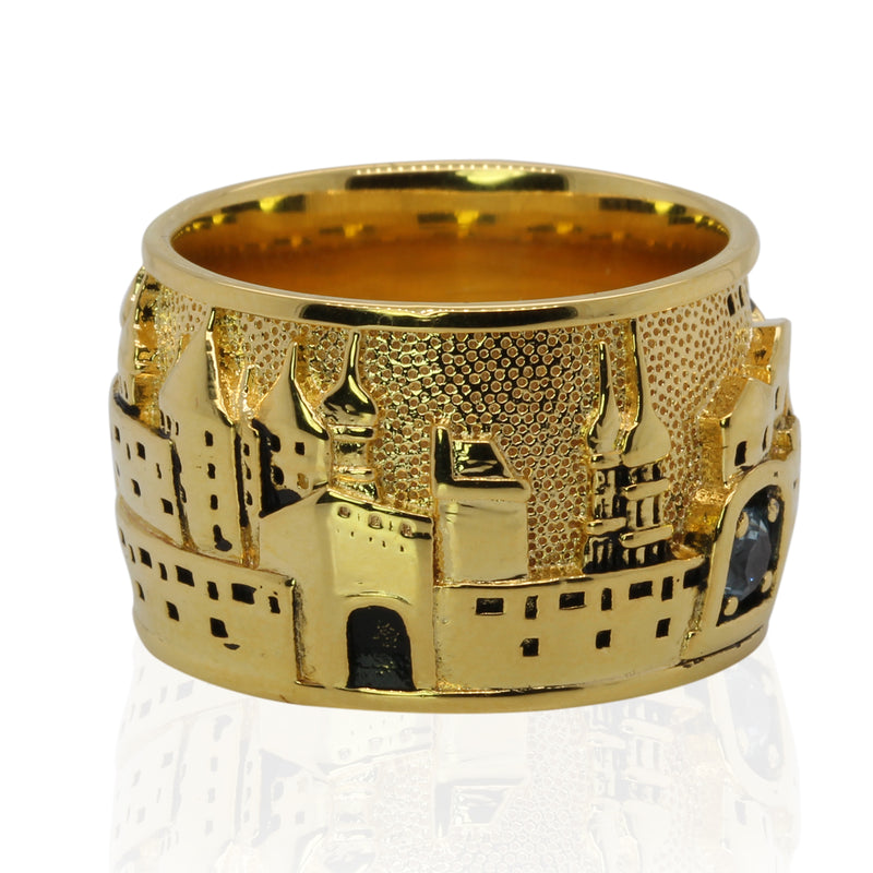 SS & Blue Topaz Jerusalem Skyline Ring