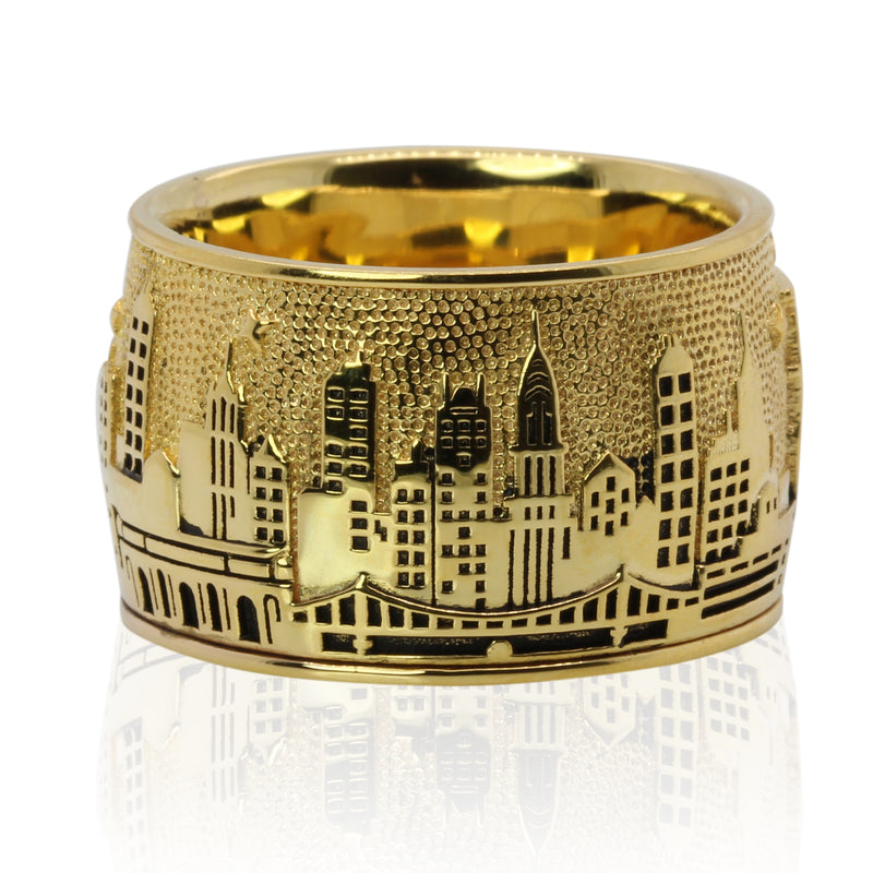 SS & White Cubic Zirconia New York City Skyline Ring