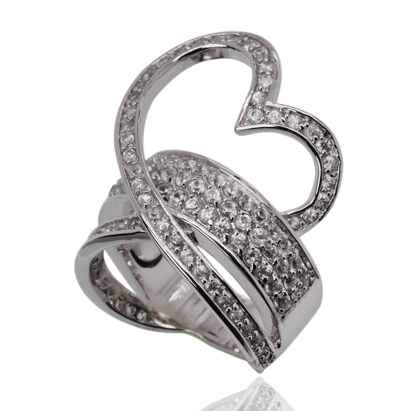 SS White Zircon Heart Ring