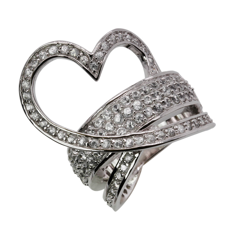 SS White Zircon Heart Ring