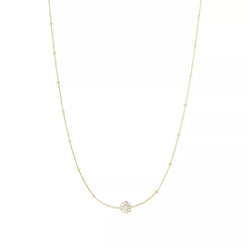 14k Yellow Gold Diamond Petite Flower Cluster Necklace