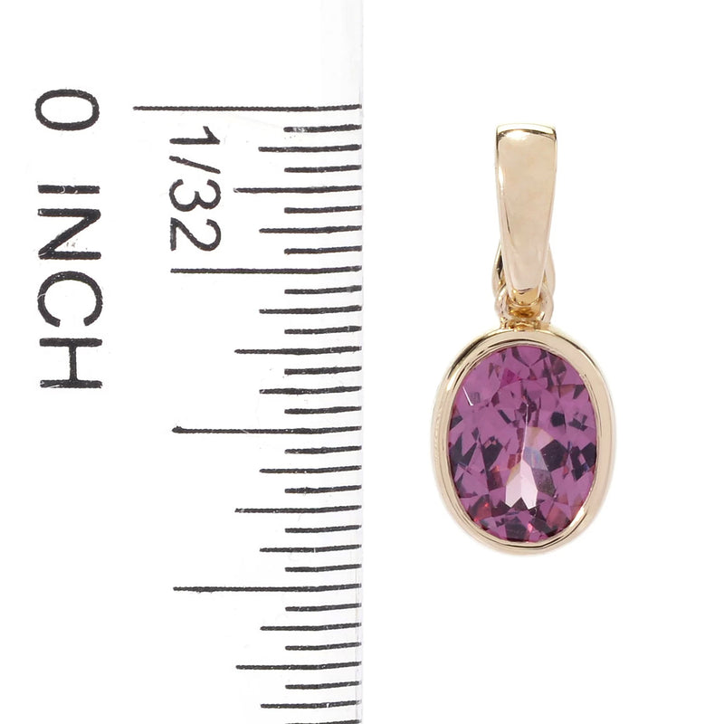 14ky Oval colored stone bezel set enhancer pendant with 18" chain