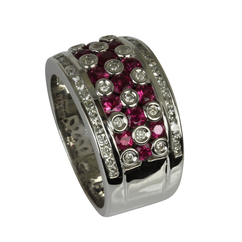 18k Gold Pink Sapphire & Diamond Bezel Ring