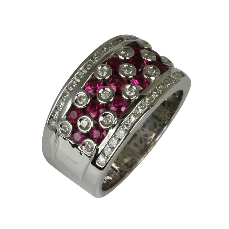 18k Gold Pink Sapphire & Diamond Bezel Ring