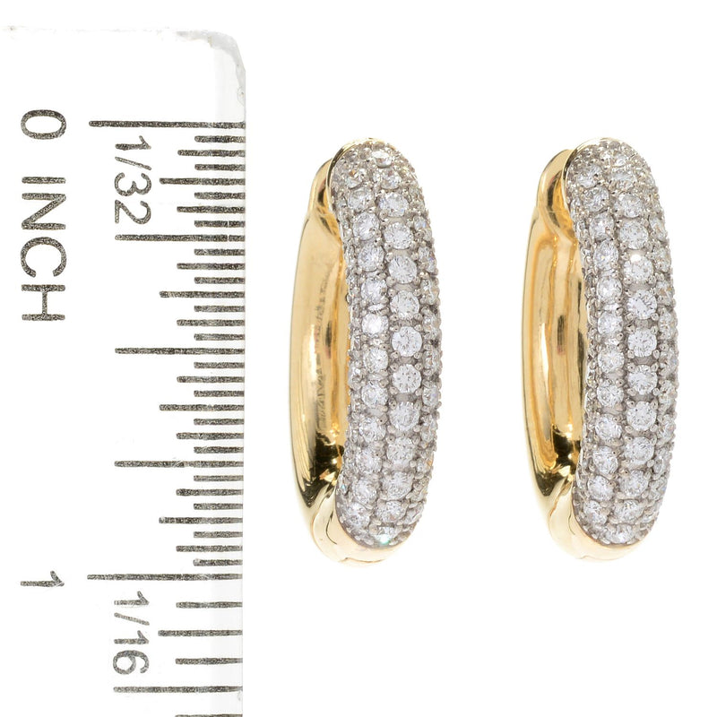 14k Gold & Diamond Huggie Hoop Earrings