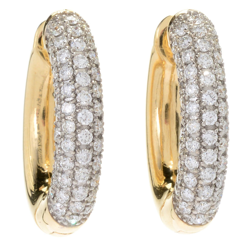 Shy Creation Diamond Huggie Hoop Earrings 1/2 ct tw Baguette 14K Yellow Gold Sc22008698