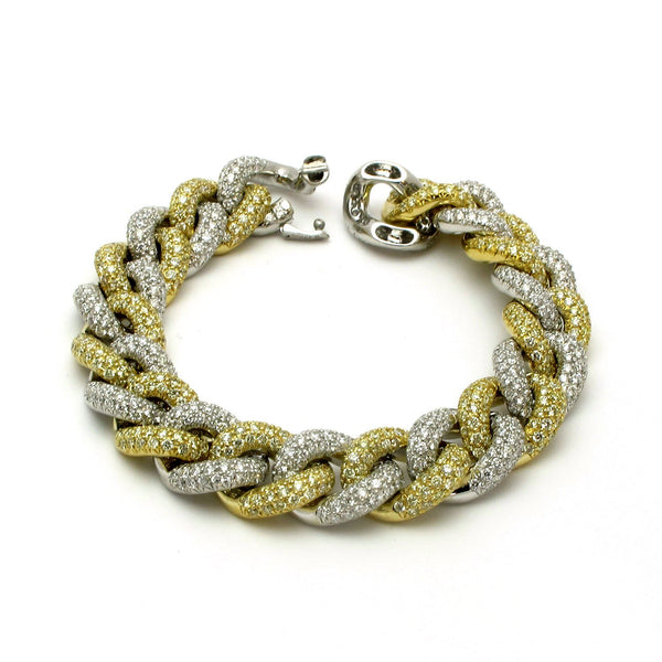 18k Gold 7'' Thick Diamond Chain Bracelet