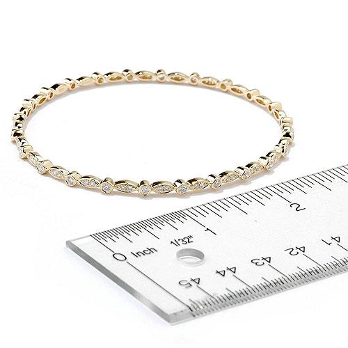 14k Gold Dainty Diamond Station Bangle Bracelet