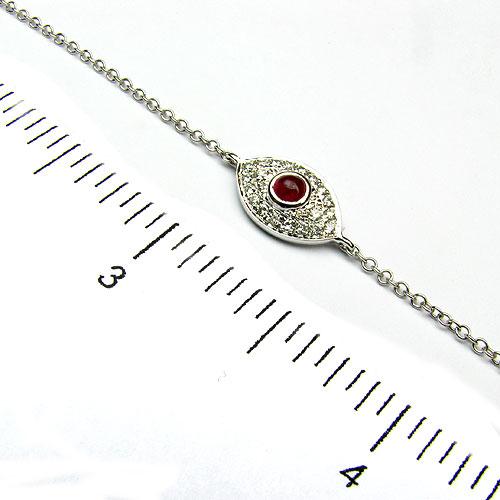 14k Gold 7'' Ruby & Diamond Evil Eye Bracelet