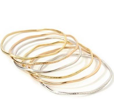 14k Textured Gold Wavy Bangle Bracelet