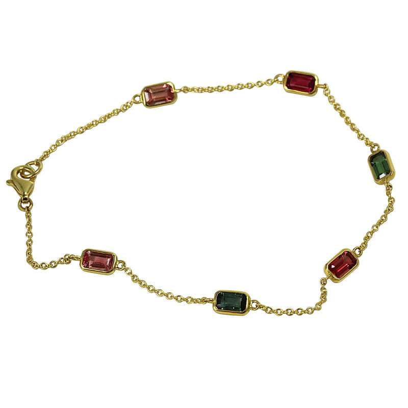 14k Gold Tourmaline Light Chain Bracelet