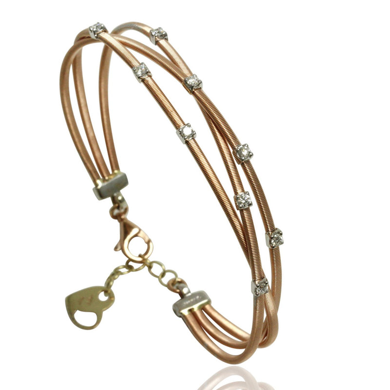 14k Gold Diamond Wire Texture Bracelet