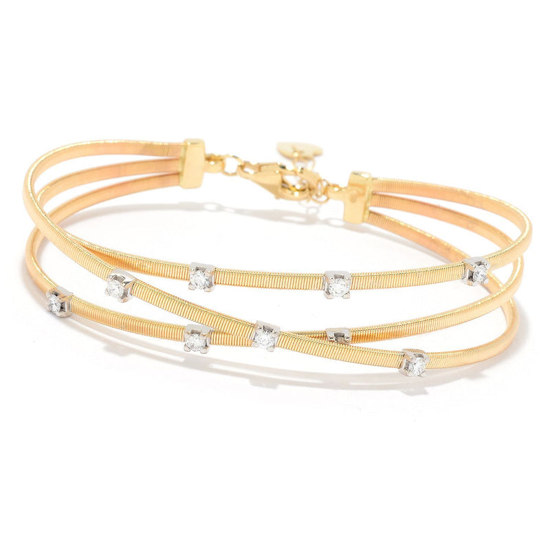 14k Gold Diamond Wire Texture Bracelet