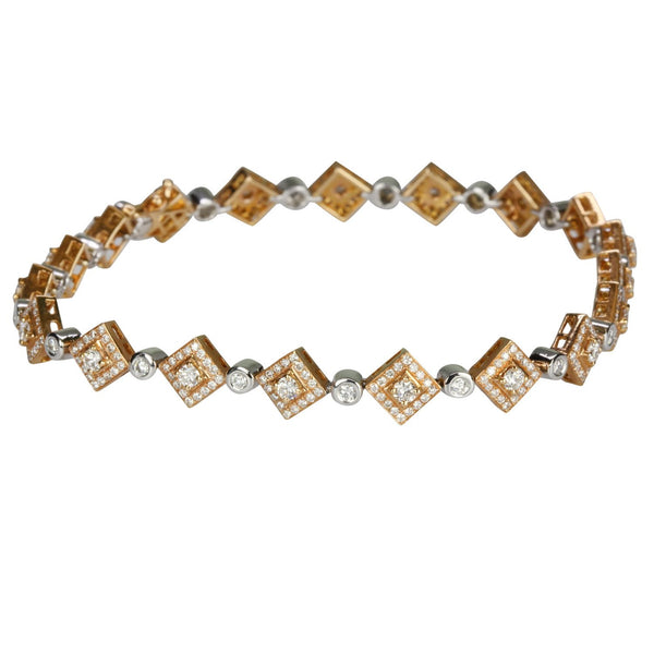 18k Gold & Diamond Dainty Geometric Bracelet