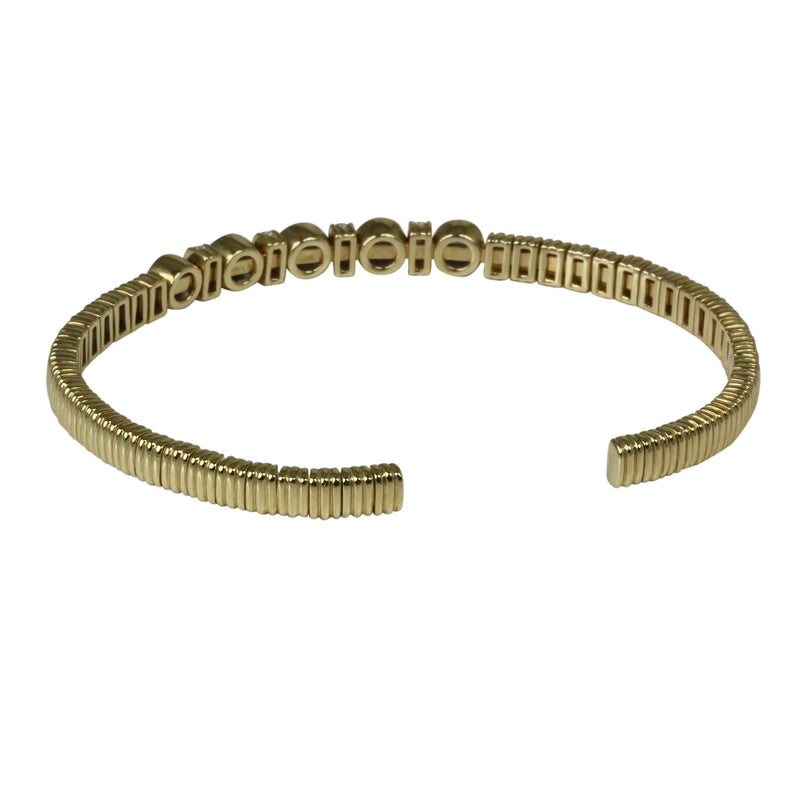 14k Gold Blue Sapphire & Diamond Wire Texture Flex Bracelet