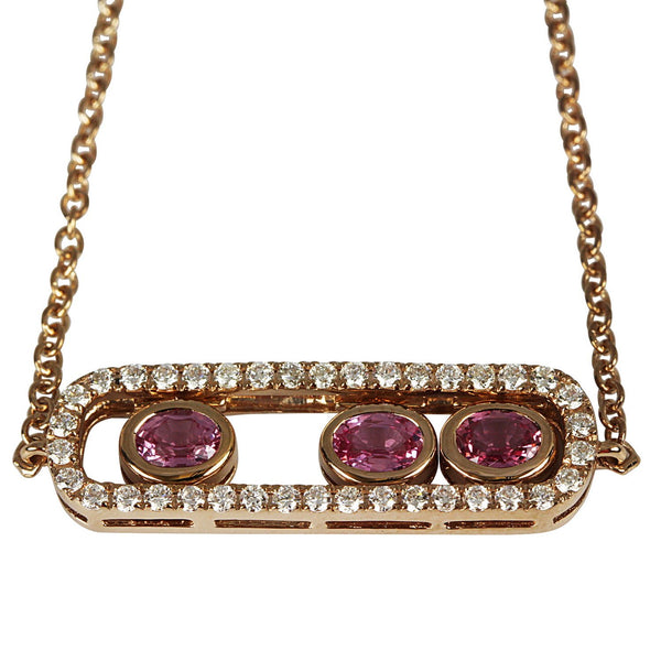 14k Gold Floating Pink Sapphire & Diamond Bracelet