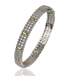 14k Two Toned Gold Diamond Bead Bangle Bracelet