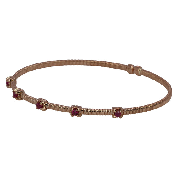 14k Gold & Ruby Flex Bangle Bracelet