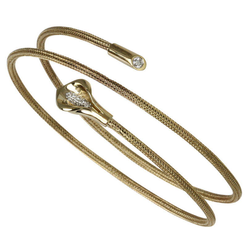 14k Gold Tulip Double Mesh Wire Wrap Bangle Bracelet