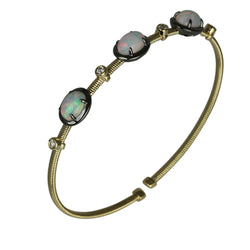 14k Gold Wire Wrap Opal Trio Flex Bangle