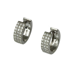 14k Gold Tri Row Petite Diamond Hoop Earrings