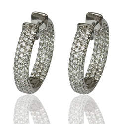 14k Gold 1 1/8'' Diamond Hoop Earrings
