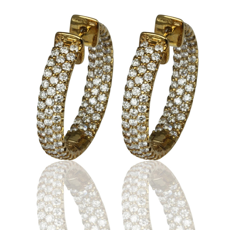 14k Gold 1 1/8'' Diamond Hoop Earrings