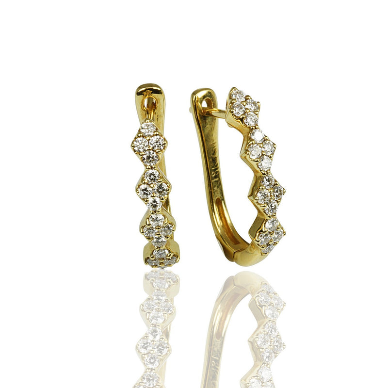14k Gold Dainty Hinge Back Diamond Hoop Earrings