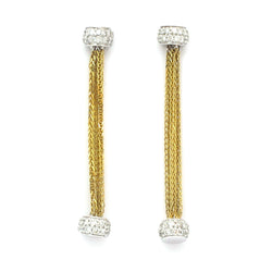 18k Gold 1 5/8" Diamond Chain Dangle Earrings