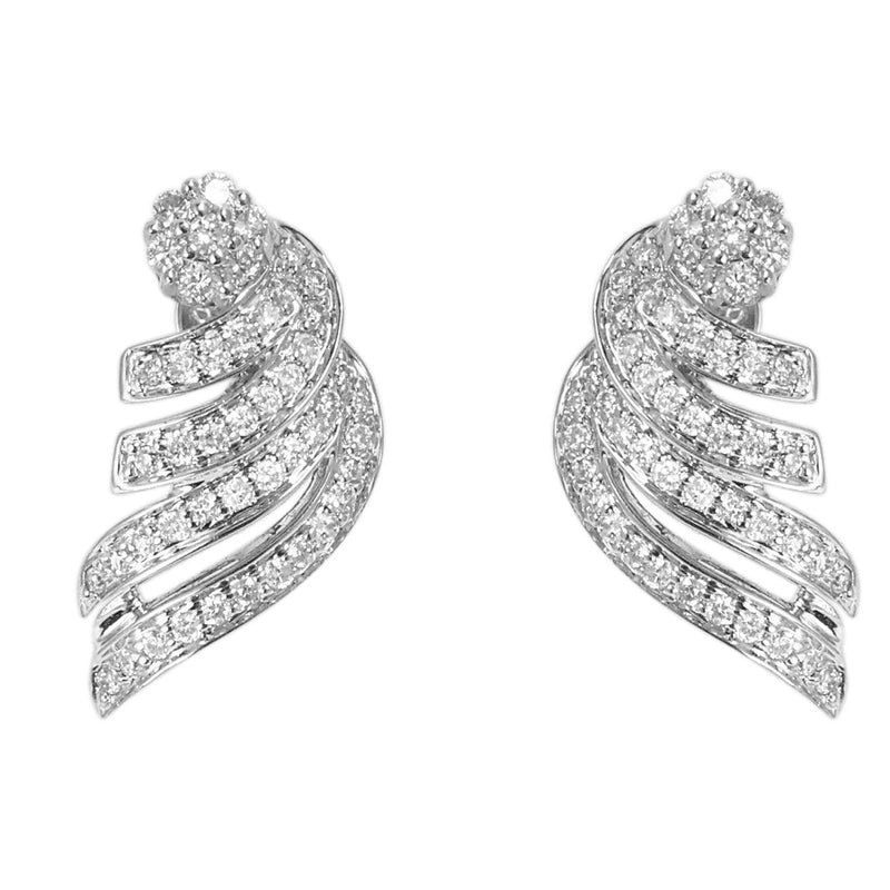 18k White Gold 13/16'' Diamond Earrings